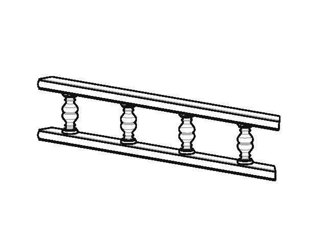 SORRENTO Polckorlát 2000x86x18mm SÖTÉT ANTIKOLT, KÖRIS