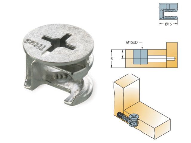 EXCENTERHÁZ CAM2000, FÉM 15X13,2mm SZERELVÉNY