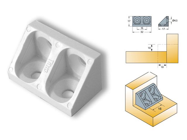 SAROKMEREVÍTŐ FEHÉR, FEHÉR 10x10x30mm MÜANYAG SZERELVÉNY