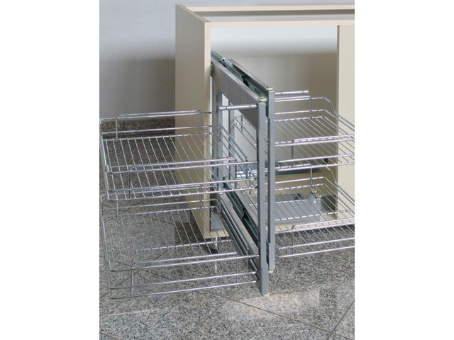 E4221A Saroksz.kih.2+2 tálcás, KRÓM-SZÜR 730x590x520MM FÉMRÁCS