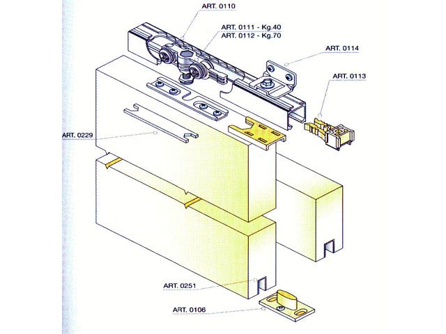 100 A BELTÉRI AJTÓHOZ, ALUMINIUM TEHERB: 40 kg TOLÓAJTÓ SZERELVÉNY