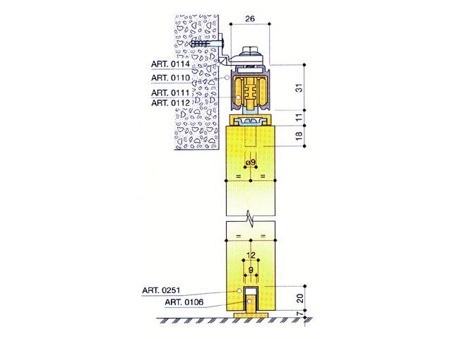 100 B BELTÉRI AJTÓHOZ, ALUMINIUM TEHERB: 70 kg TOLÓAJTÓ SZERELVÉNY