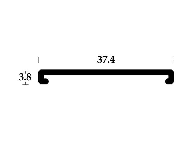 0702 PVC TAKARÓ PROFIL 3708 VÉ, EZÜST 37,4x3,8mm   2,6m MÜANYAG SZERELVÉNY