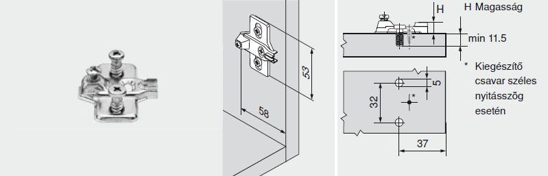 MODUL PÁNTALÁTÉT EUROCSAVAROS 193L8100 MPL V500 NI BLUM eurocsavaros keresztalakú szerelőtalp