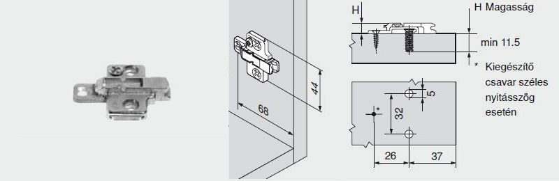 PÁNTALÁTÉT 18MM-ES 175H9190.22MPL V50 NI BLUM 18 mm-es keresztalakú szerelőtalp