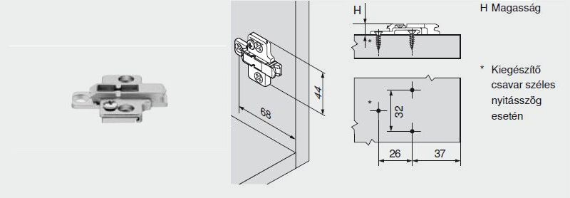 MAGASÍTOTT PÁNTALÁTÉT 9mm 175H7190 MPL V50 NI BLUM 9 mm-es keresztalakú szerelőtalp