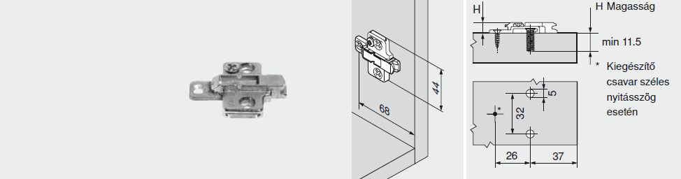 MAGASÍTOTT PÁNTALÁTÉT 6mm 175H9160 MPL V50 NI BLUM 6 mm-es keresztalakú szerelőtalp