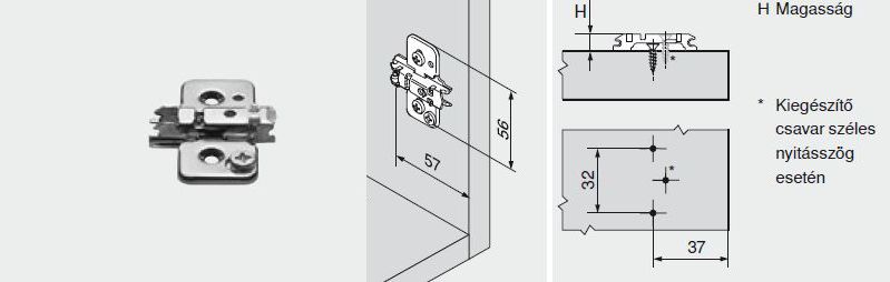 EXCENTERES PÁNTALÁTÉT 0mm 173H7100 MPL V500 NI BLUM excenteres keresztalakú szerelőtalp