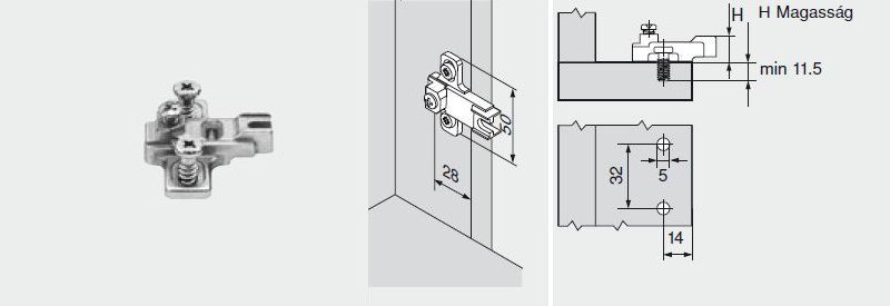 MODUL PÁNTALÁTÉT PILLÉRPÁNTHOZ 3mm 199.8130 MPL V50 NI BLUM 3 mm-es eurocsavaros keresztalakú szerel