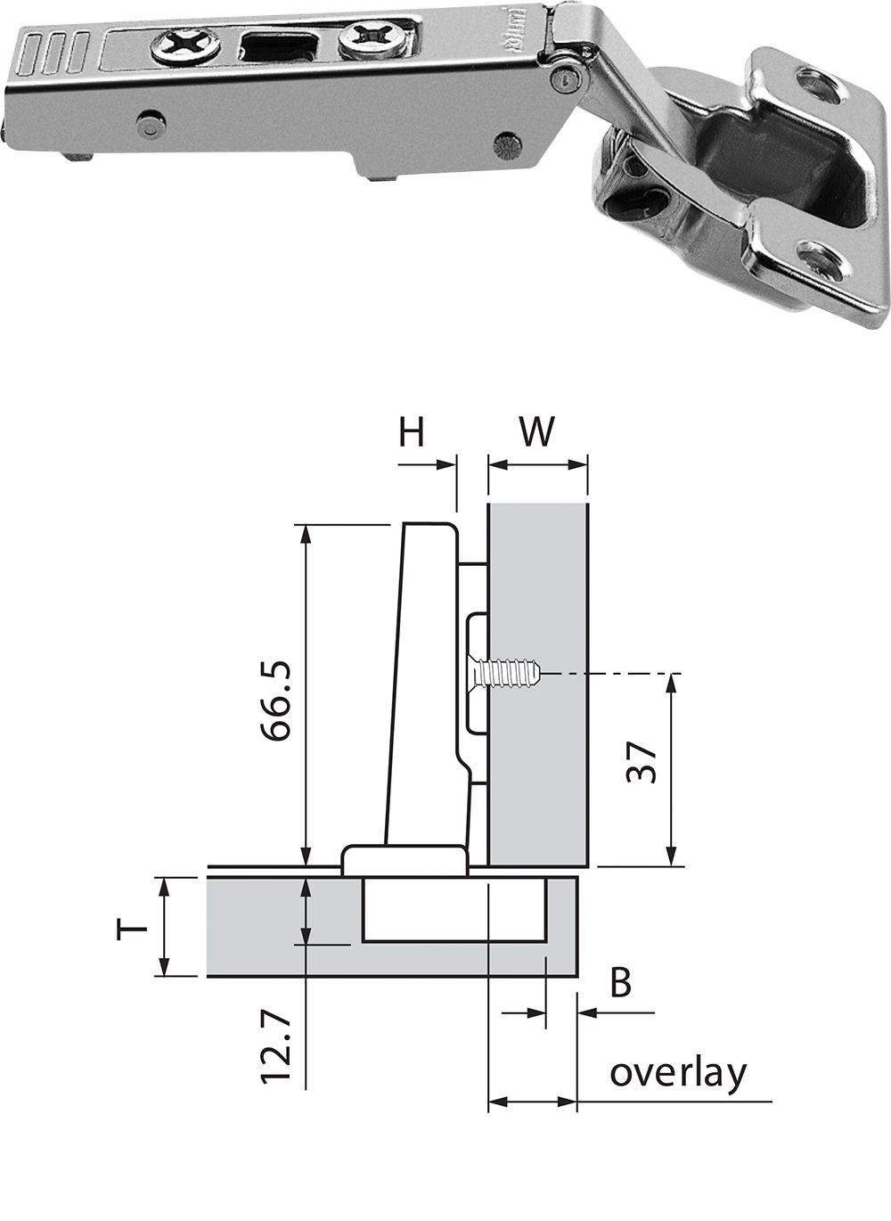 CLIP / CLIP top KIVETŐPÁNT 70T5550.TLMB V50 NI BLUM 120°-os ráütődő kivetőpánt rúgó nélkül