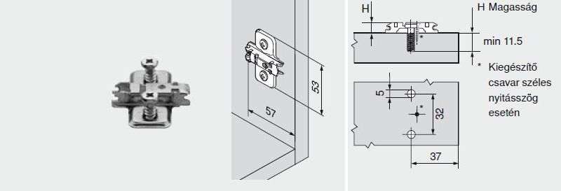 PÁNTALÁTÉT EUROCSAVAROS 3mm 173L8130 MPL V500 NI BLUM 3 mm-es eurocsavaros keresztalakú szerel
