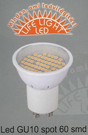 LED60 SMD GU10 ÜVEGELŐTÉTES MELEG 