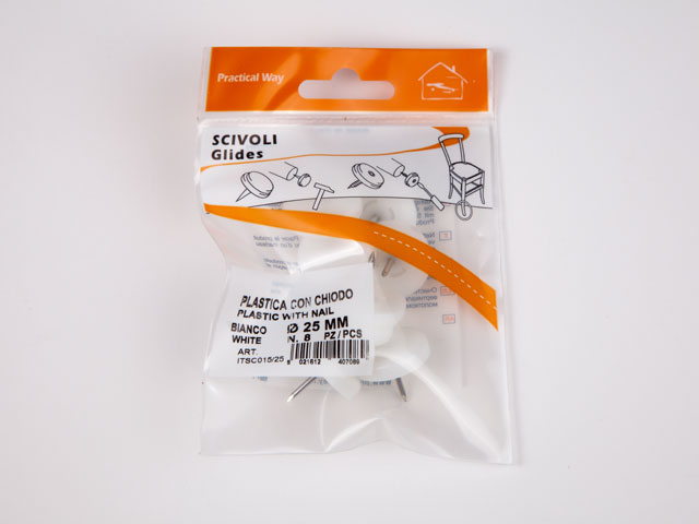 CSÚSZTATÓSZEG FEHÉR 25mm SZEGGEL 8db/Blister       