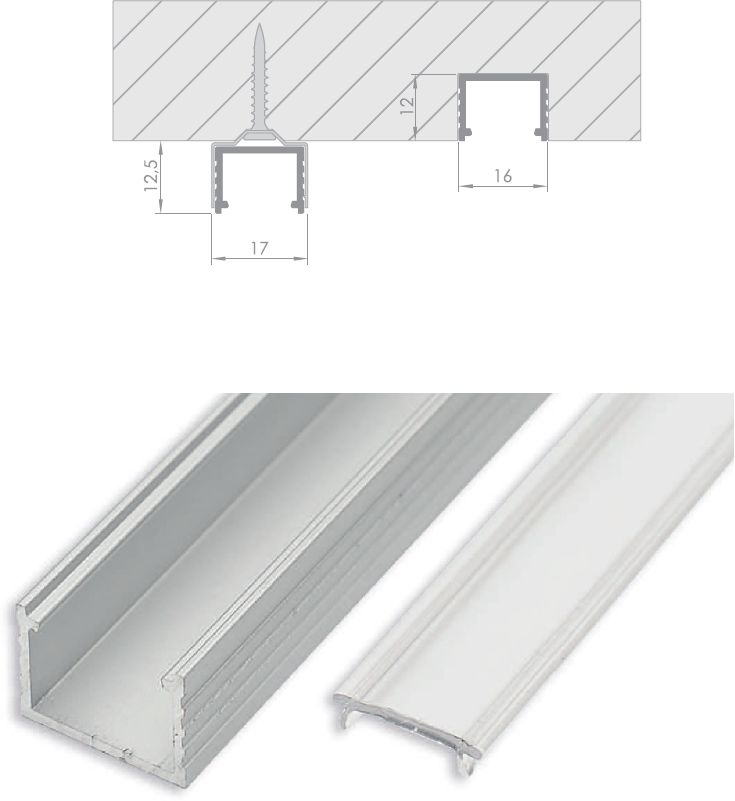 LED PROFIL LL-04 BEMARHATÓ ALU. 3m 