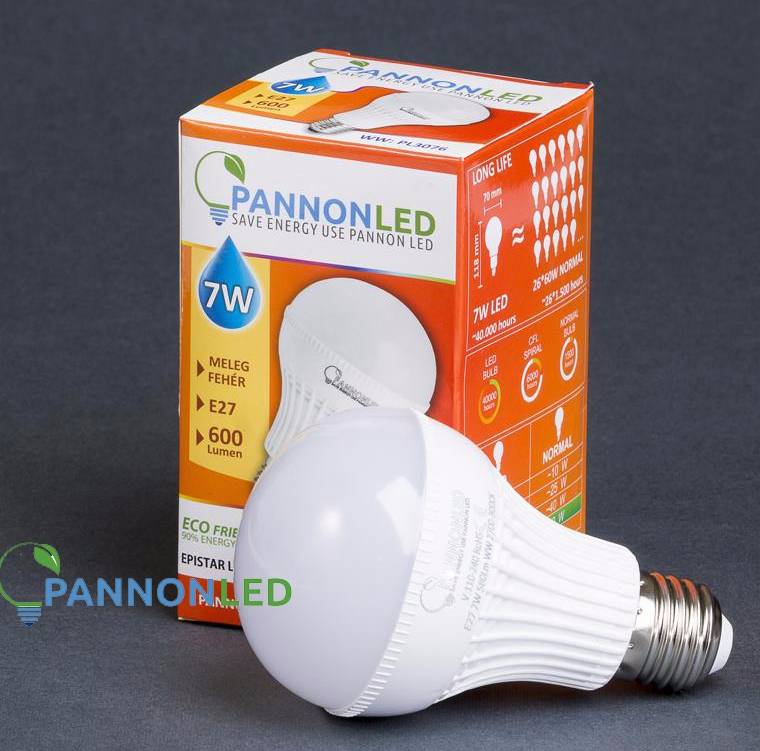 LED ÉGŐ GÖMB E27 WW MELEG FEHÉR 7W 270fok 