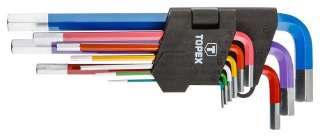 IMBUSZKULCS KÉSZLET TOPEX 9db-os 1,5-10mm SZÍNES 