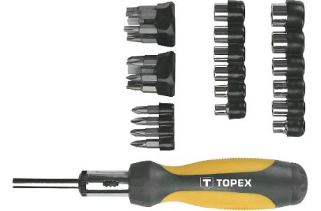 BIT KÉSZLET MARKOLATTAL TOPEX 29-részes MÁGNESES, RACSNIS 