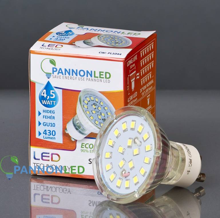 LED LÁMPA GU10 HIDEG FEHÉR 4,5W 120fok 