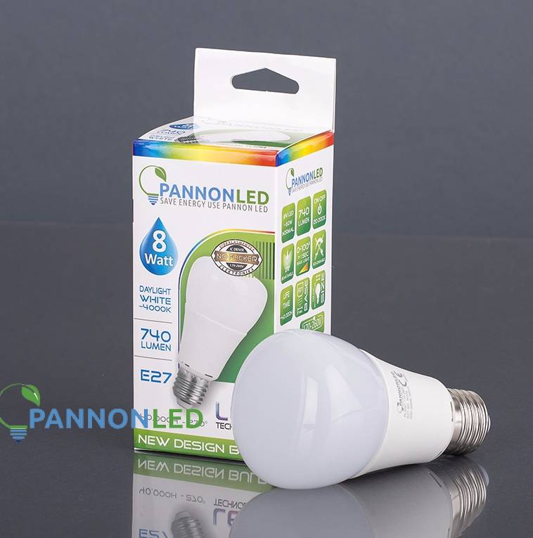 LED LÁMPA GÖMB E27 NAPFÉNY FEHÉR 8W 270fok 