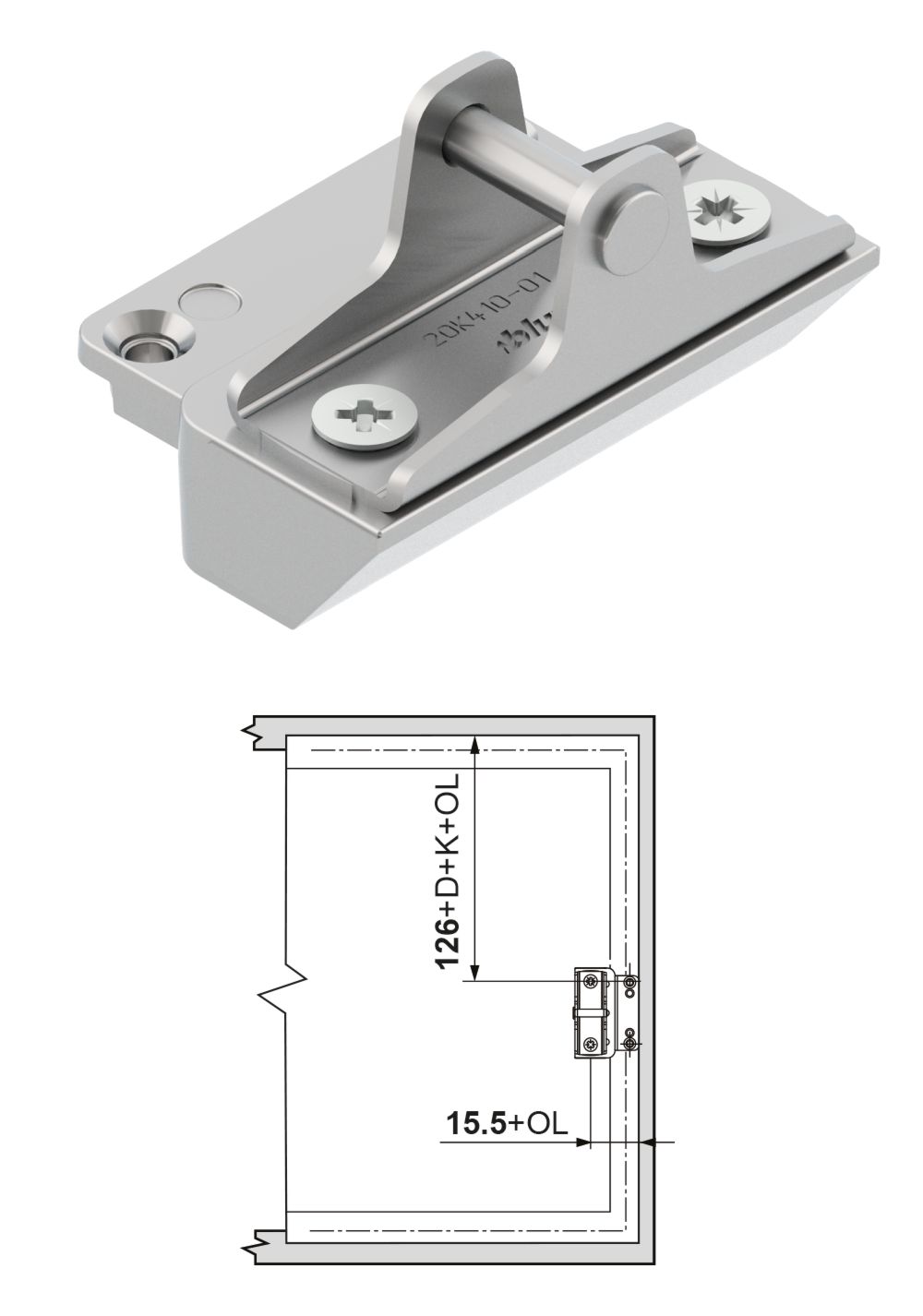 AVENTOS HK-XS ADAPTER FELNYÍLÓ VAS.-HOZ 20K4101A FRO-B V20 NI BLUM 