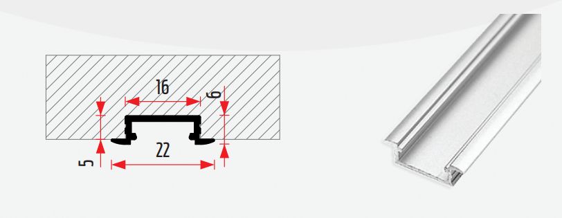 LED profil LL-03 bemarható (eloxált alu) / 1m 