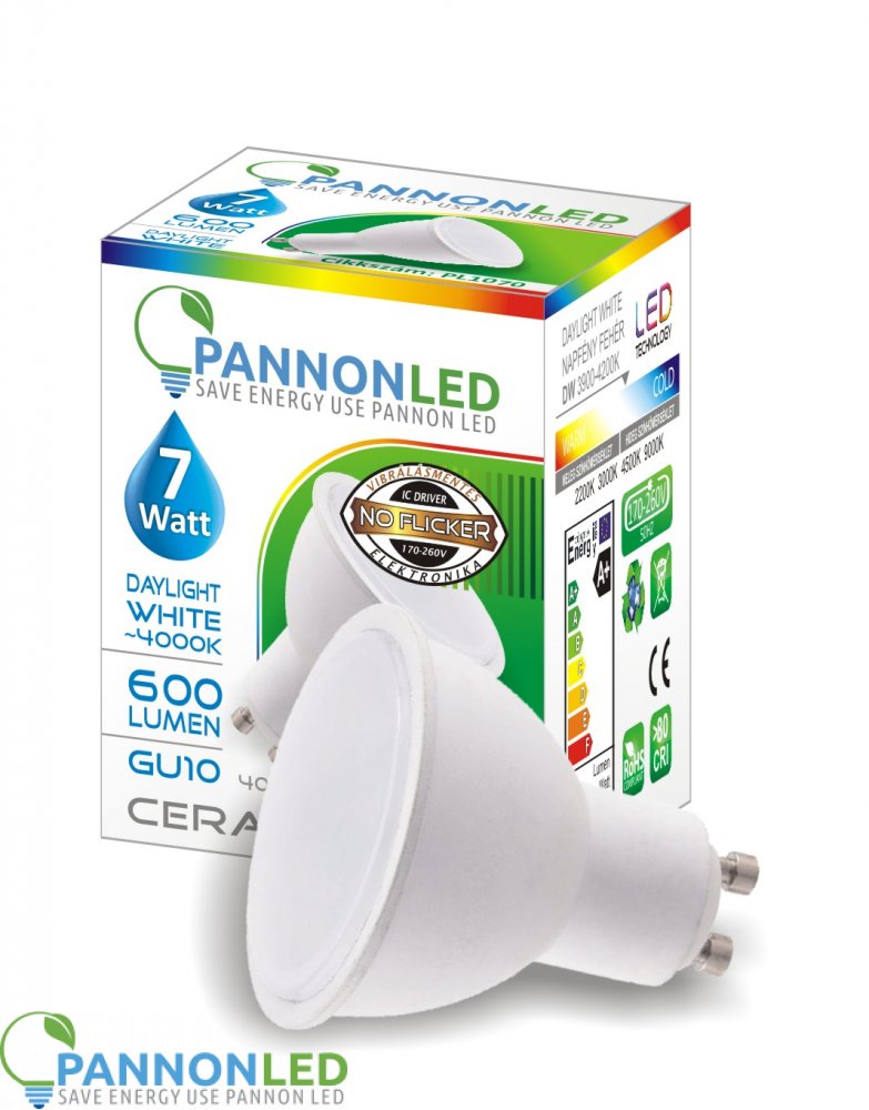 LED LÁMPA GU10 NAPFÉNY FEHÉR 7W SMD 600Lm 120fok 