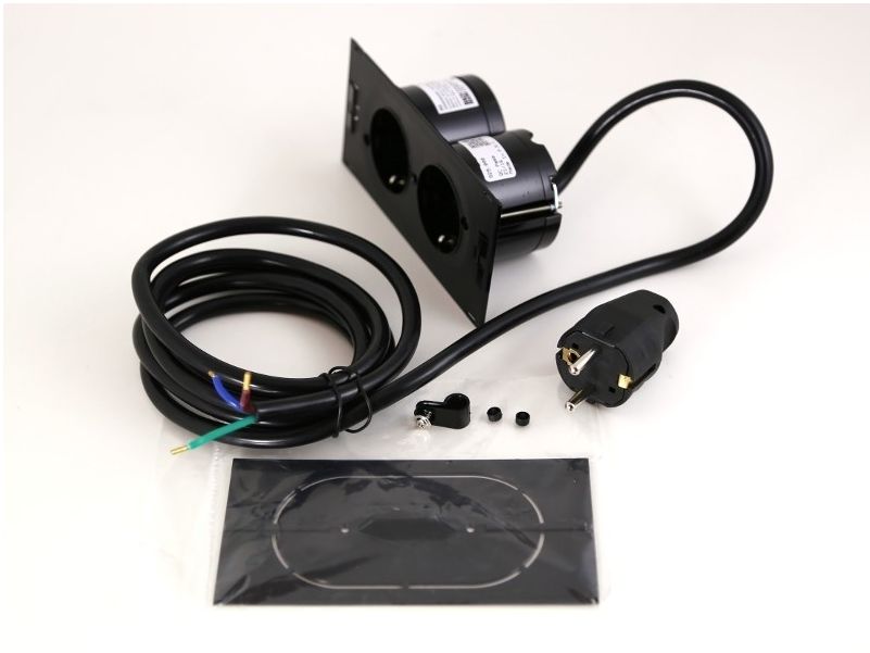 DUE SÜLLYESZTETT KONNEKTOR BACHMANN 2x220V, 929.000 + 929.101 + 2m KÁBEL + FEKETE FEDÉL