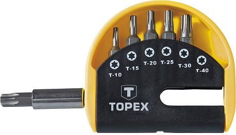 BIT KÉSZLET TORX TOPEX 7részes, T10-40 