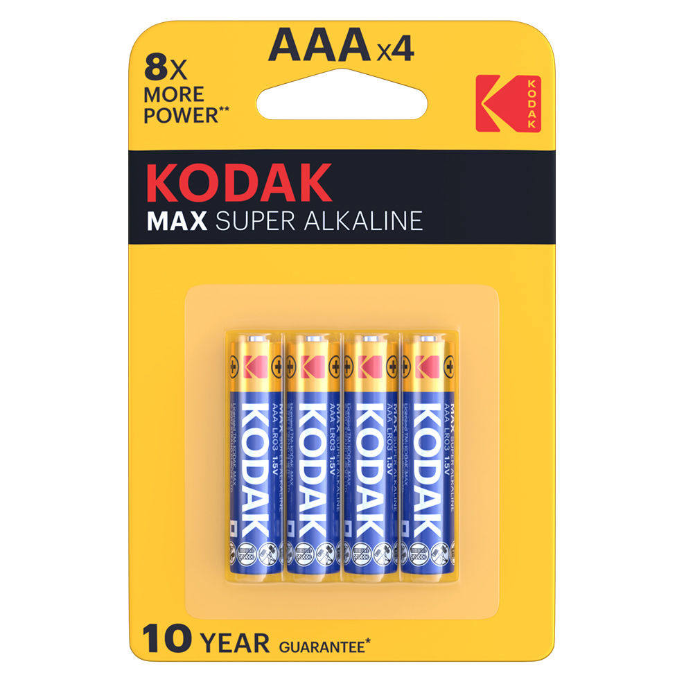 KODAK MAX ALKÁLI MIKRO ELEM AAA, 1,5V, B4 (4db/csomag) 