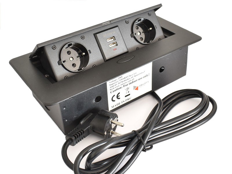 KONNEKTOR ELOSZTÓ MODULBOX II 2 DB 230 V-OS DUGALJ + 2 USB MATT FEKETE IRODABÚTOR TARTOZÉKOK