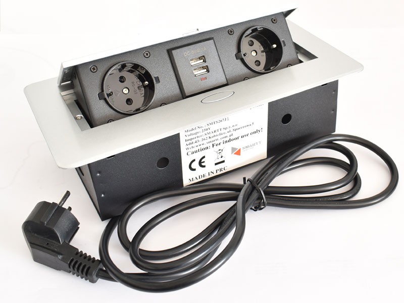 KONNEKTOR ELOSZTÓ MODULBOX II ALU. 2 DB 230 V-OS DUGALJ + 2 USB 