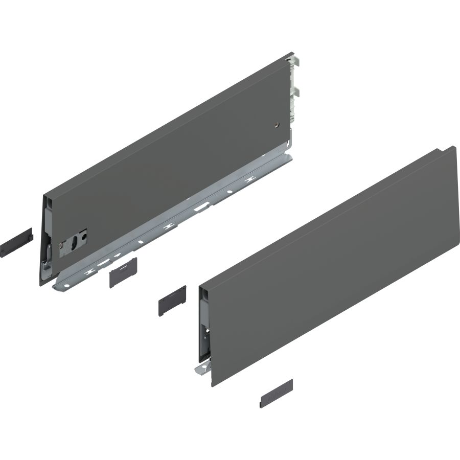 MERIVOBOX káva, magasság K (129 mm), 470K4002S OG-M NL=400 mm, bal/jobb, takarósapkákkal