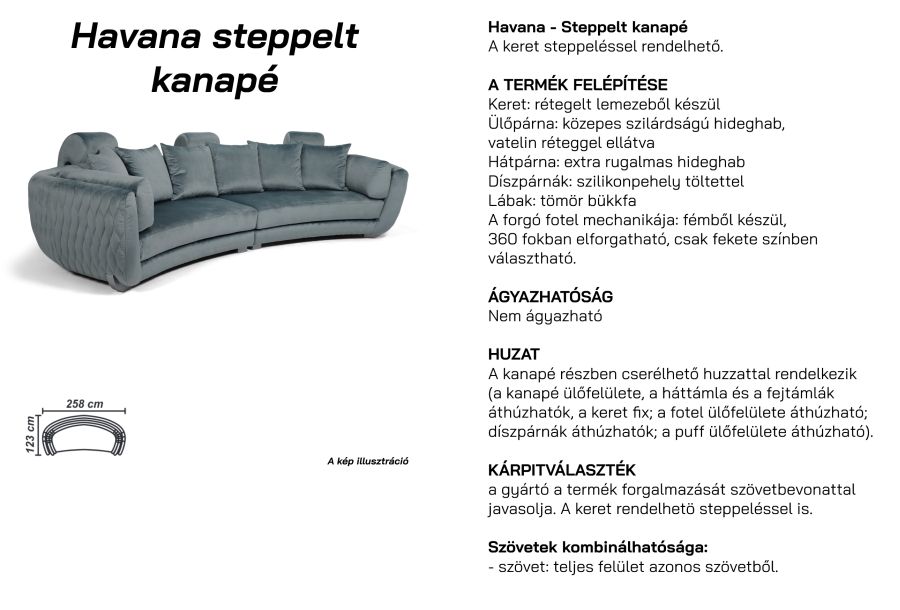 HAVANA KANAPÉ STEPPELT P115 AMBIENT 3sz 