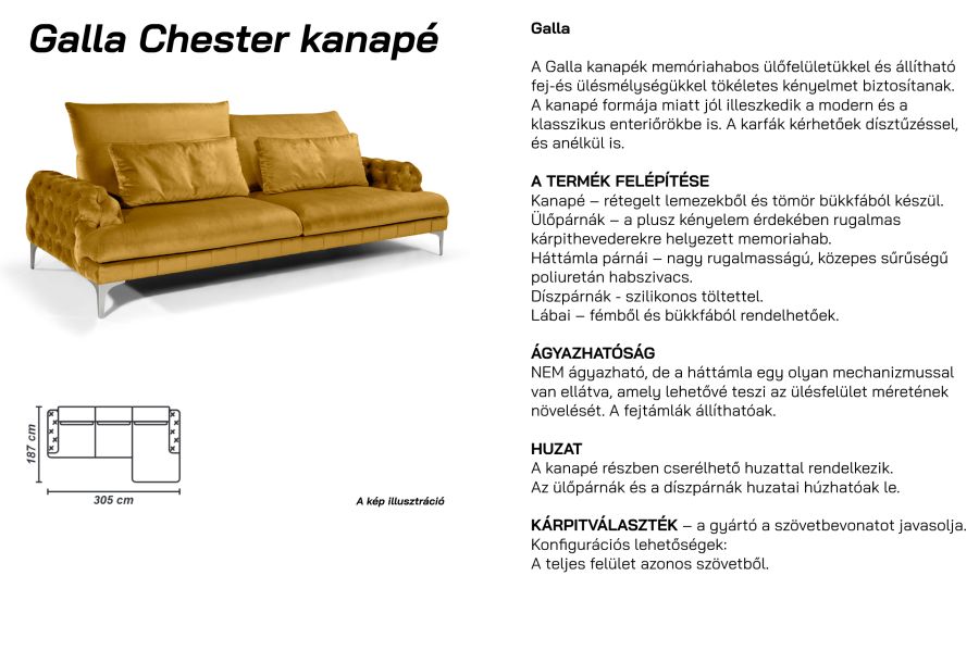 GALLA CHESTER SAROKKANAPÉ AMBIENT JOBBOS 
