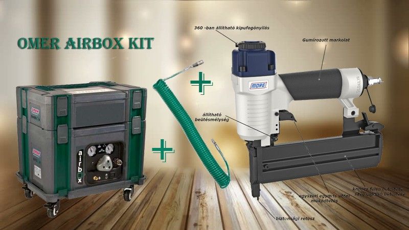 OMER AIRBOX KIT KOMPRESSZOR+TÖMLŐ+PISZTOLY 