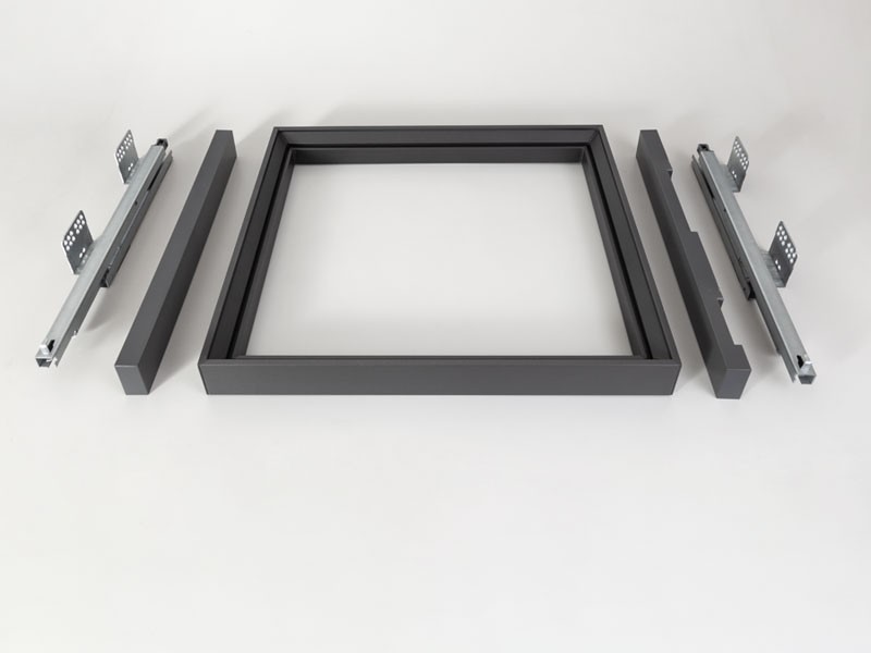 HOME BOX KOSÁRTARTÓ KERET ACÉLSZÜRKE 600mm, CSILLAPÍTOTT FIÓKCSÚSZÓVAL+TAKARÓ 
