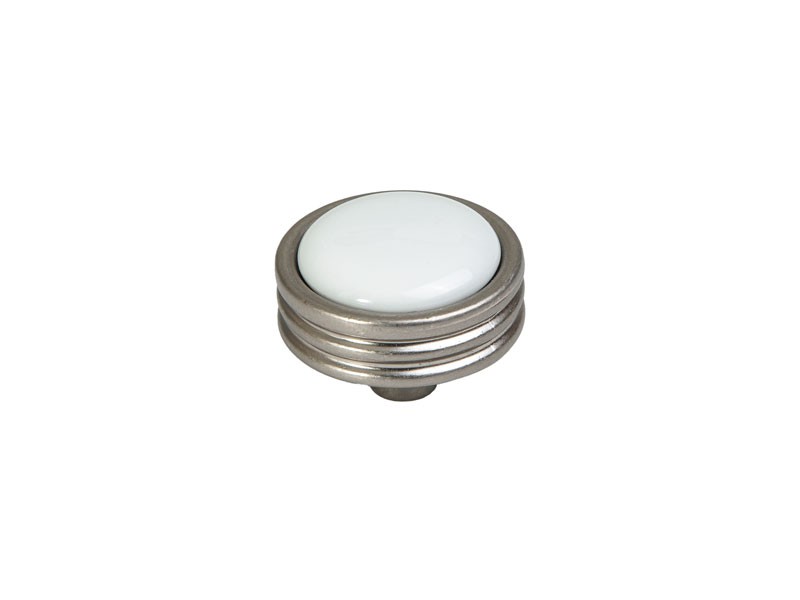 P49 GOMB ANTIK NIKKEL-FÉNYES FEHÉR 34mm BÚTORFOGANTYÚ