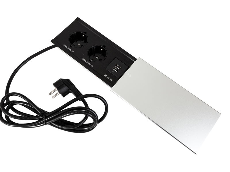 KONNEKTOR ELOSZTÓ MODULBOX III ALUMÍNIUM 2x230V + 1xUSB (5V/2A) IRODABÚTOR TARTOZÉKOK