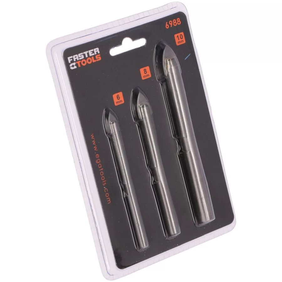 ÜVEGFÚRÓ KÉSZLET FASTER TOOLS 6-8-10mm 6988 