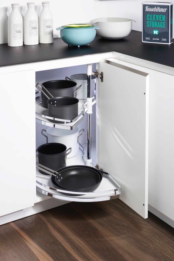 Kesseböhmer 1/2 körvasalat szett 900mm ARENAplus classic Chrome/Icewhite 2 polcos