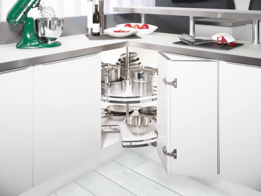 Kesseböhmer 3/4 körvasalat szett 900mm ARENAplus style Chrome/Icewhite 2 polcos