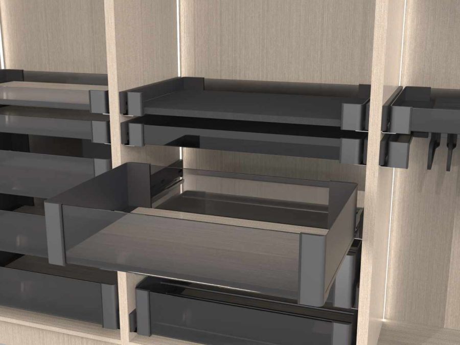 Kesseböhmer CONERO kihúzható belső fiók szett 168 H üvegek nélkül  mélység:475mm fekete