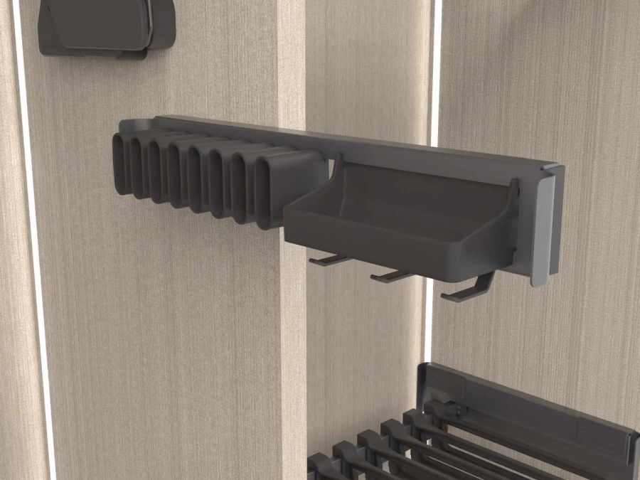 Kesseböhmer CONERO kihúzható öv és nyakkendőtartó szett tálcával mélység: 475 mm fekete