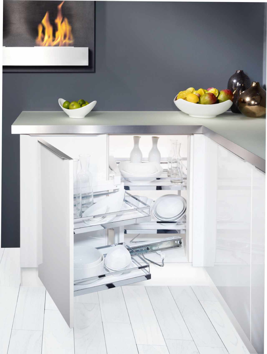 Kesseböhmer MagicCorner tálca szett 4 db, ARENAplus Style Chrome/Icewhite 