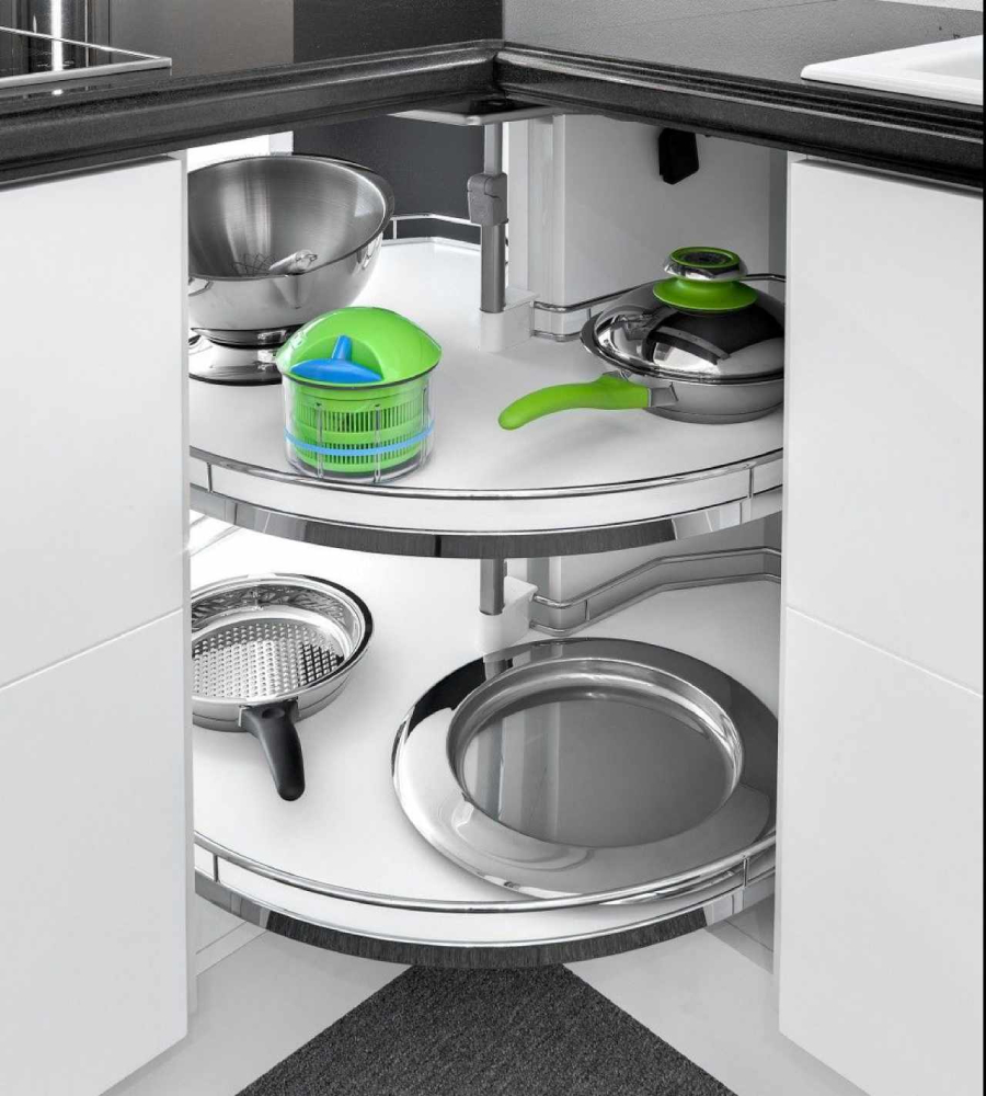 Kesseböhmer Revo 90° tálca szett 800mm ARENAplus Classic Chrome/Icewhite 2 polcos