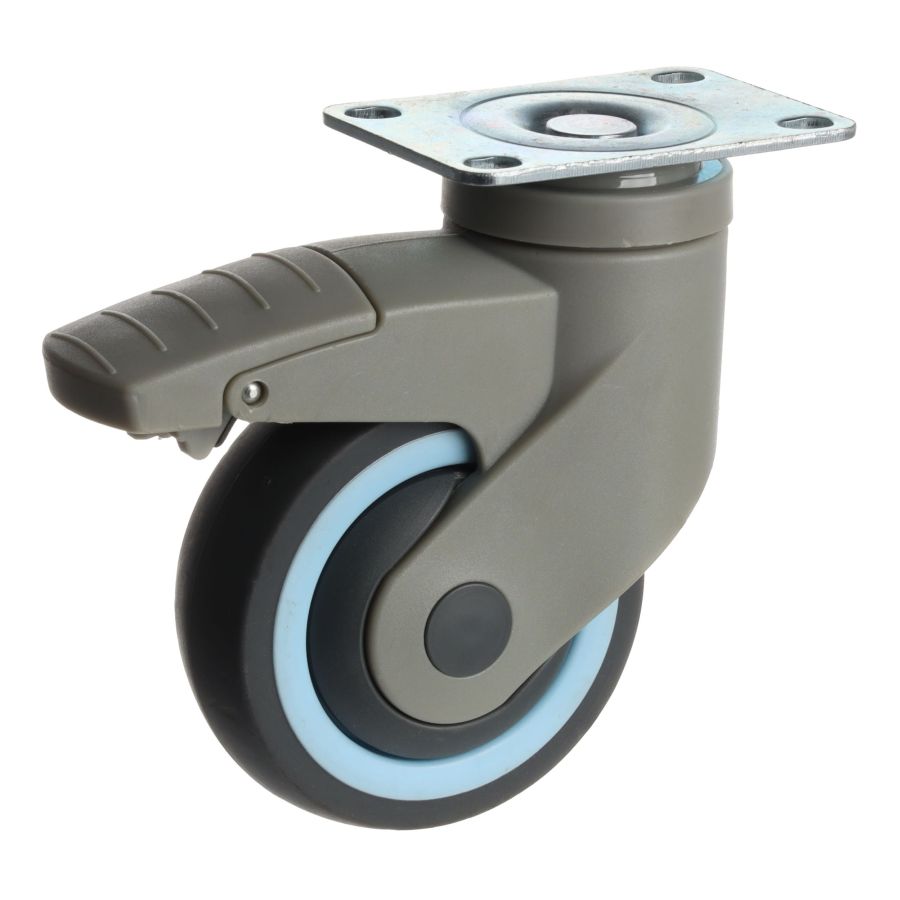 RIEX GC64 BÚTORGÖRGŐ FÉKEZHETŐ SZÜRKE D75, 70x58mm, PUHA FUTÓFELÜLET 