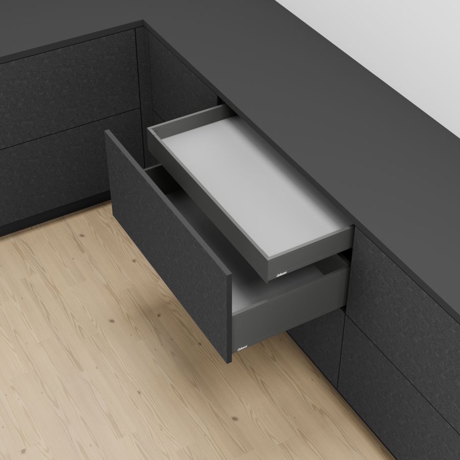 LEGRABOX K BELSŐ FIÓK FEKETE H=450mm 40kg, BLUMOTION RENDSZEREZÉS NÉLKÜL