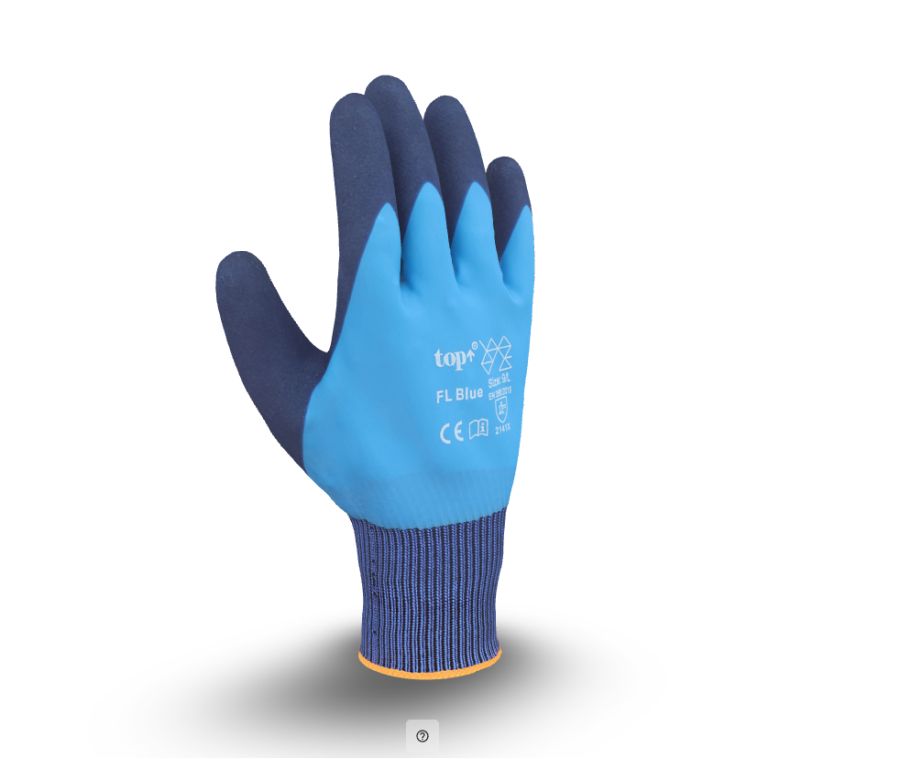 VÉDŐKESZTYŰ FL BLUE, KÉK Méret: 10/XL LATEX MÁRTOTT POLIÉSZTER