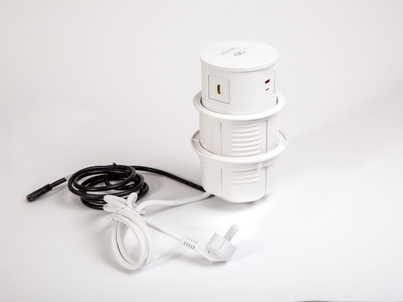 KONNEKTOR ELOSZTÓ MODULBOX IVH FEHÉR VEZETÉK NÉLK.TÖLTŐ+2x230V+2xUSB+HDMI 
