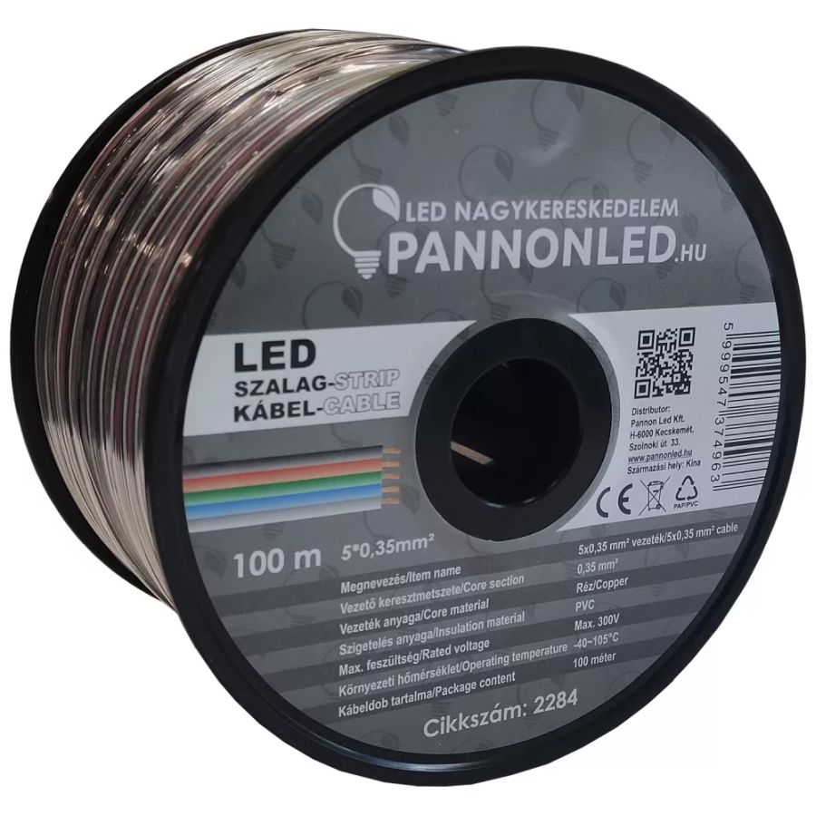 PL2284 Öt eres színes vezeték 22AWG - 0,35 mm2 kábel RGBW LED szalag s 